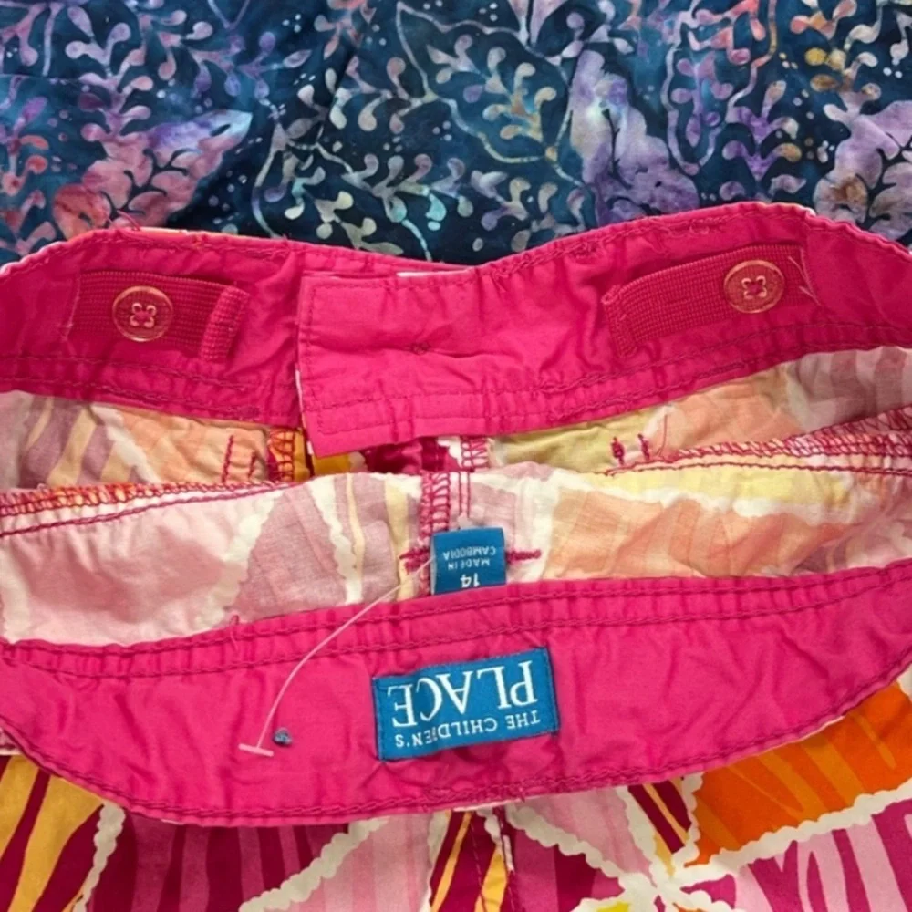 Two Pair The Children’s Place Adjustable Waist Cuffed Shorts Pink & Blue Size 14